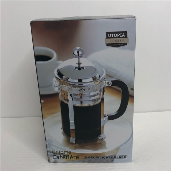 Utopia Kitchen French Press 8 Cup Chrome Cafetiere - Picture 3 of 6